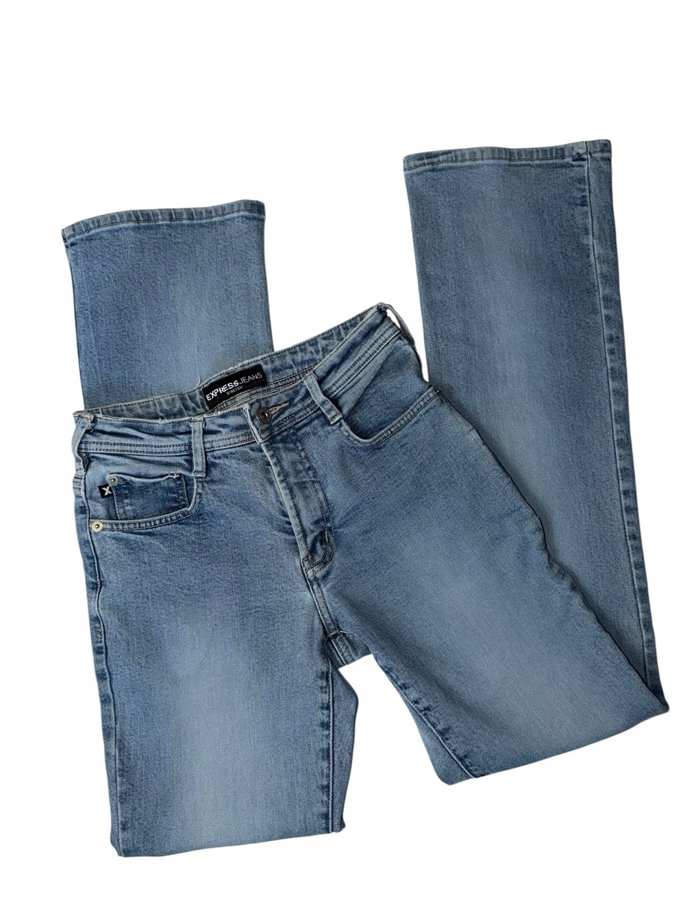 Express Light Blue Straight Leg Jeans